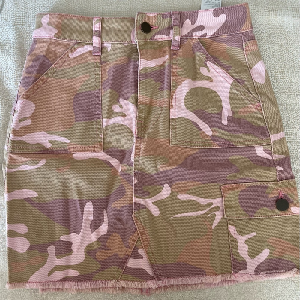 New Hollister pink olive camo jean demi mini skirt size0 summer skirt high waist